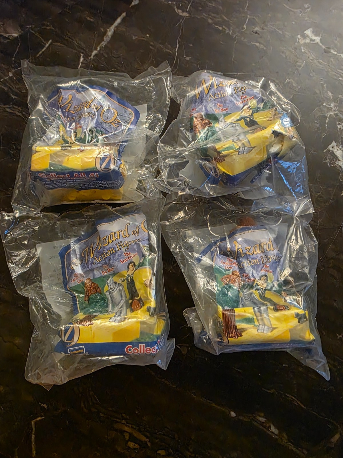 Complete Set of 4 Vintage 1998 Blockbuster Wizard of Oz Movable Toys, New