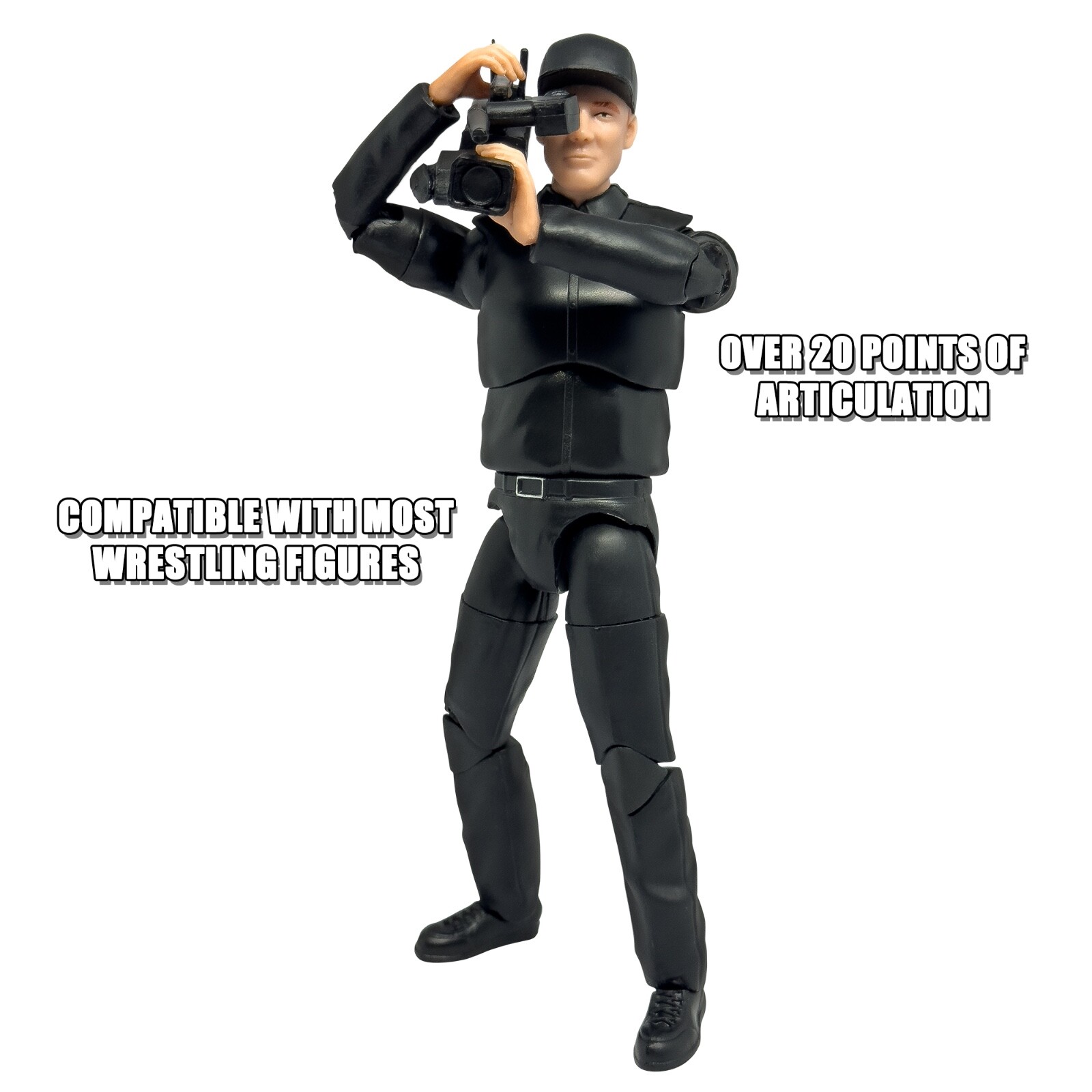 Ultimate TV Camera Man With Deluxe Articulation for WWE Wrestling Action Figures