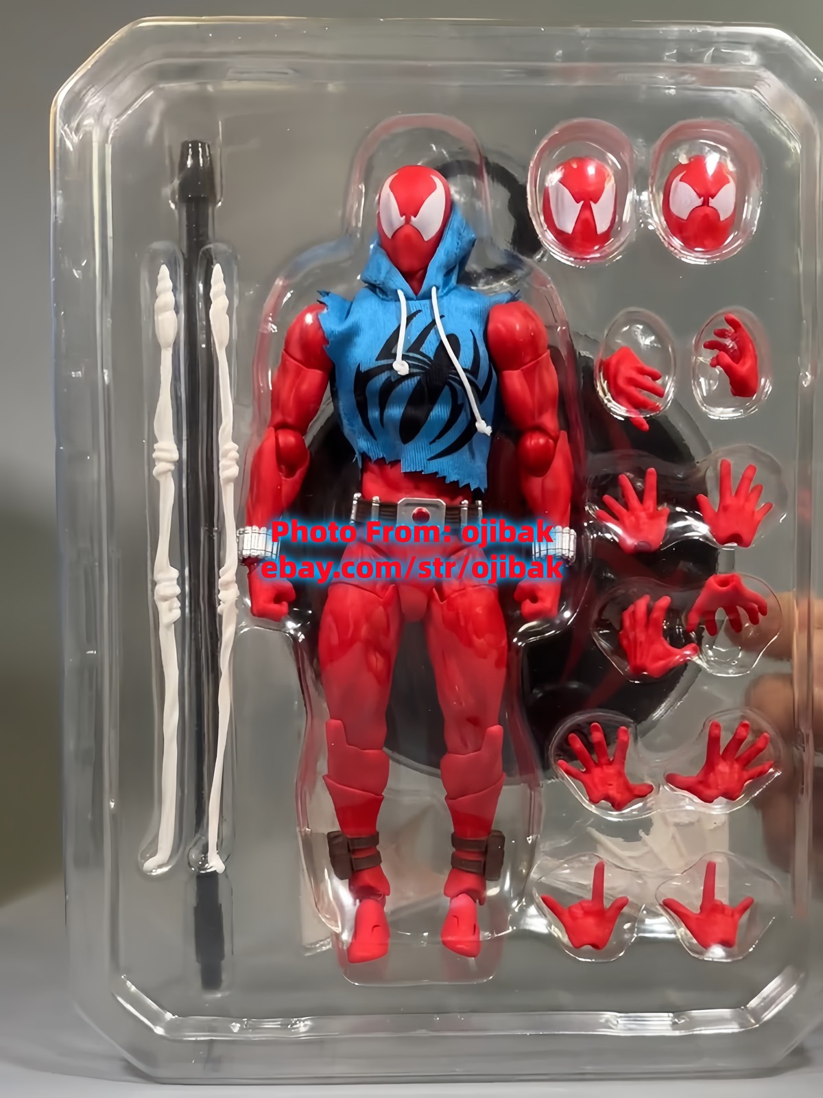 Mess Toys Spider-Man Scarlet Hero Blue Cloth Battle Suit Action Figure US STOCK