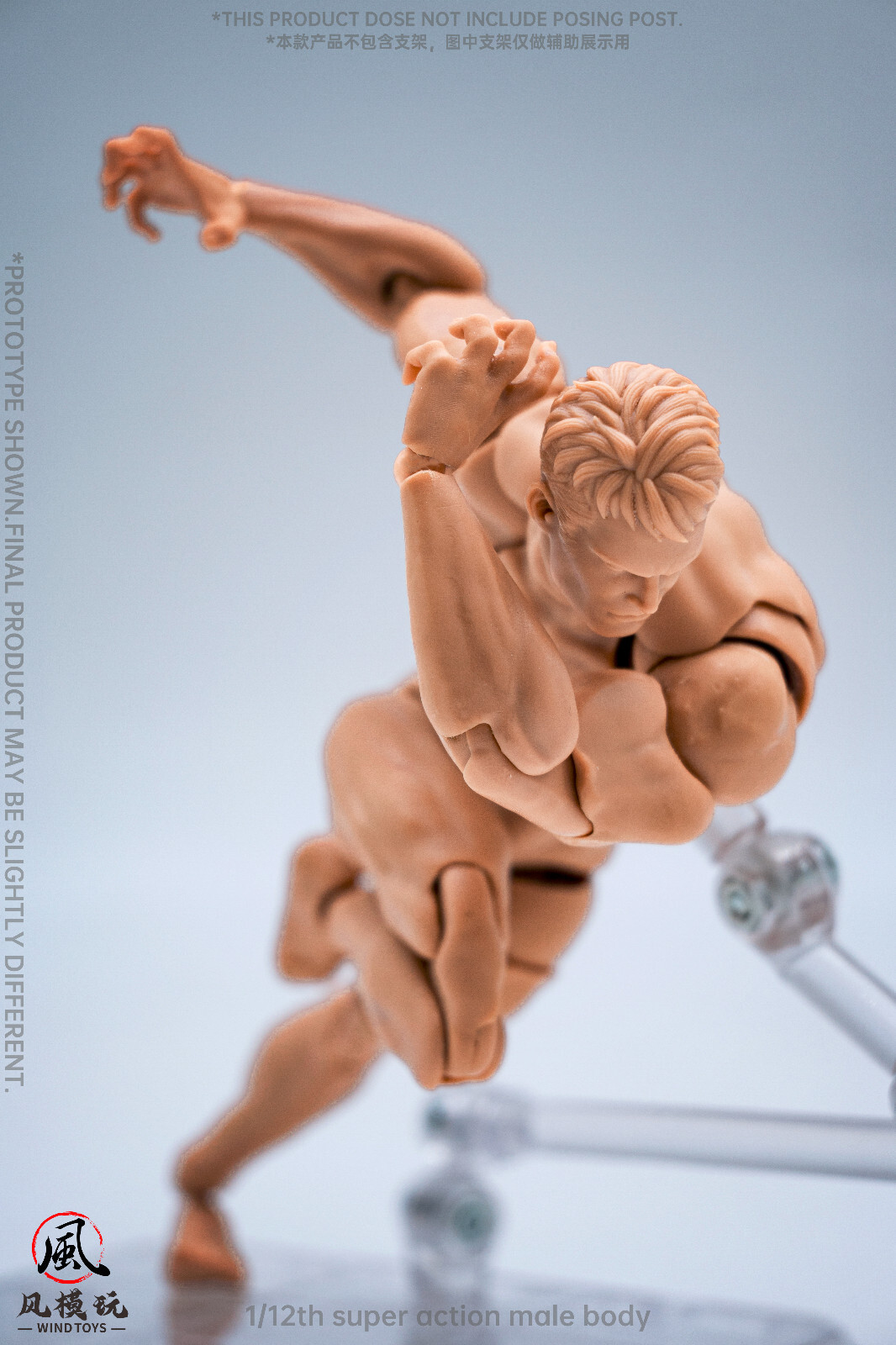 US Stock Wind Toys 1/12 Pale Skin Flexible Man Jointed 6″ Male Figure Head Body
