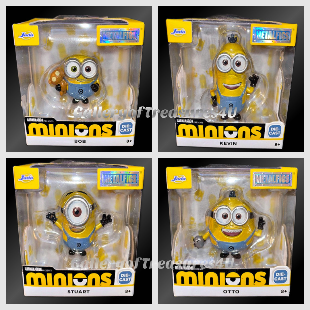 Metalfigs Illuminations Minions Keven Bob Stuart Otto Jada Die-cast Figures 2″