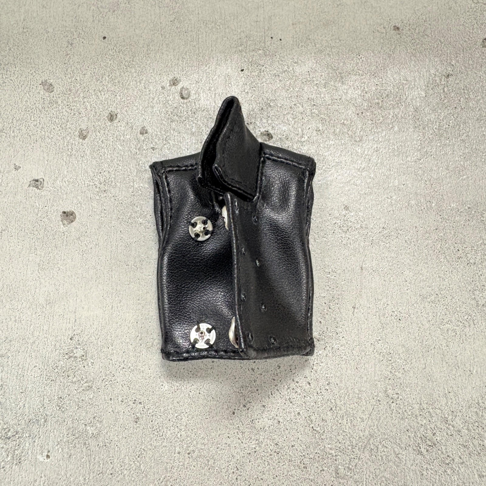 PB-SPD-VST: 1/12 Spiderman Noir Style black faux leather vest for 6″ slim figure