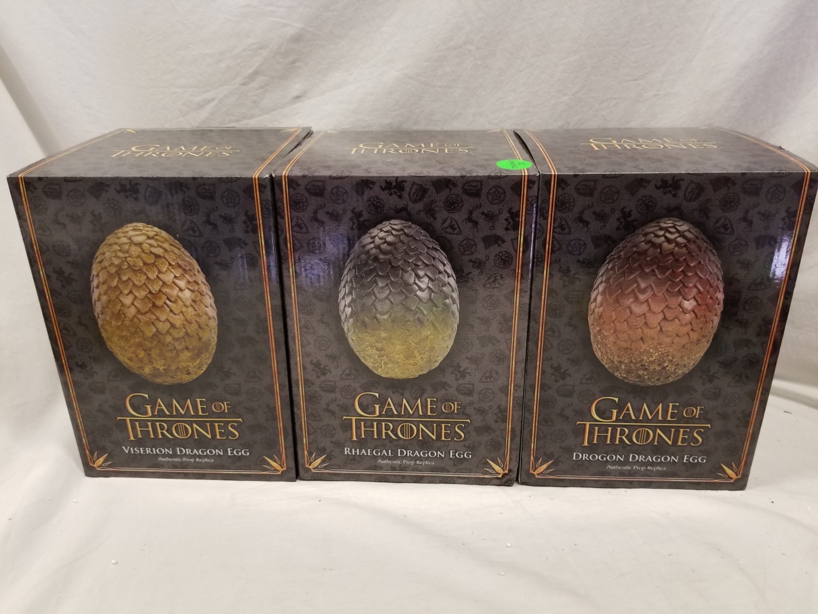 HBO Game of Thrones DRAGON EGG LIFE SIZE 1 Set REPLICA STATUE STARK King TV Show