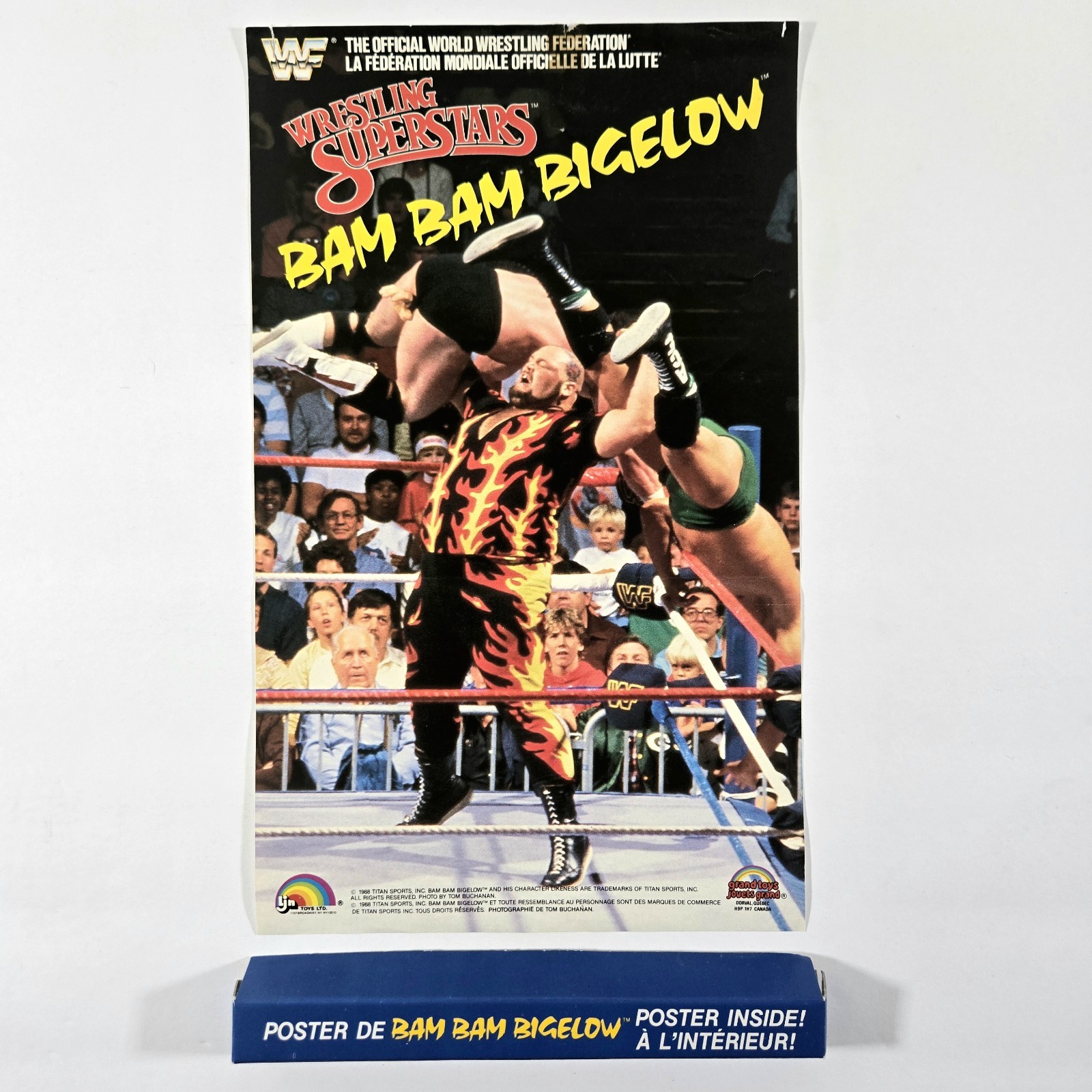 BAM BAM BIGELOW WWF LJN POSTER & HOLDER 1988 TITAN SPORTS VINTAGE WRESTLING