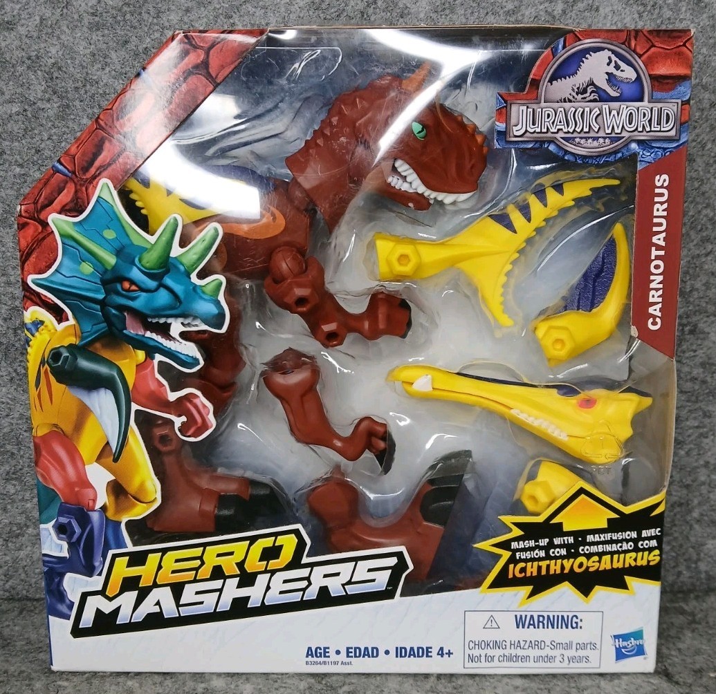 Jurassic World Hero Mashers Carnotaurus Ichthyosaurus Dino Fusion NIB Hasbro