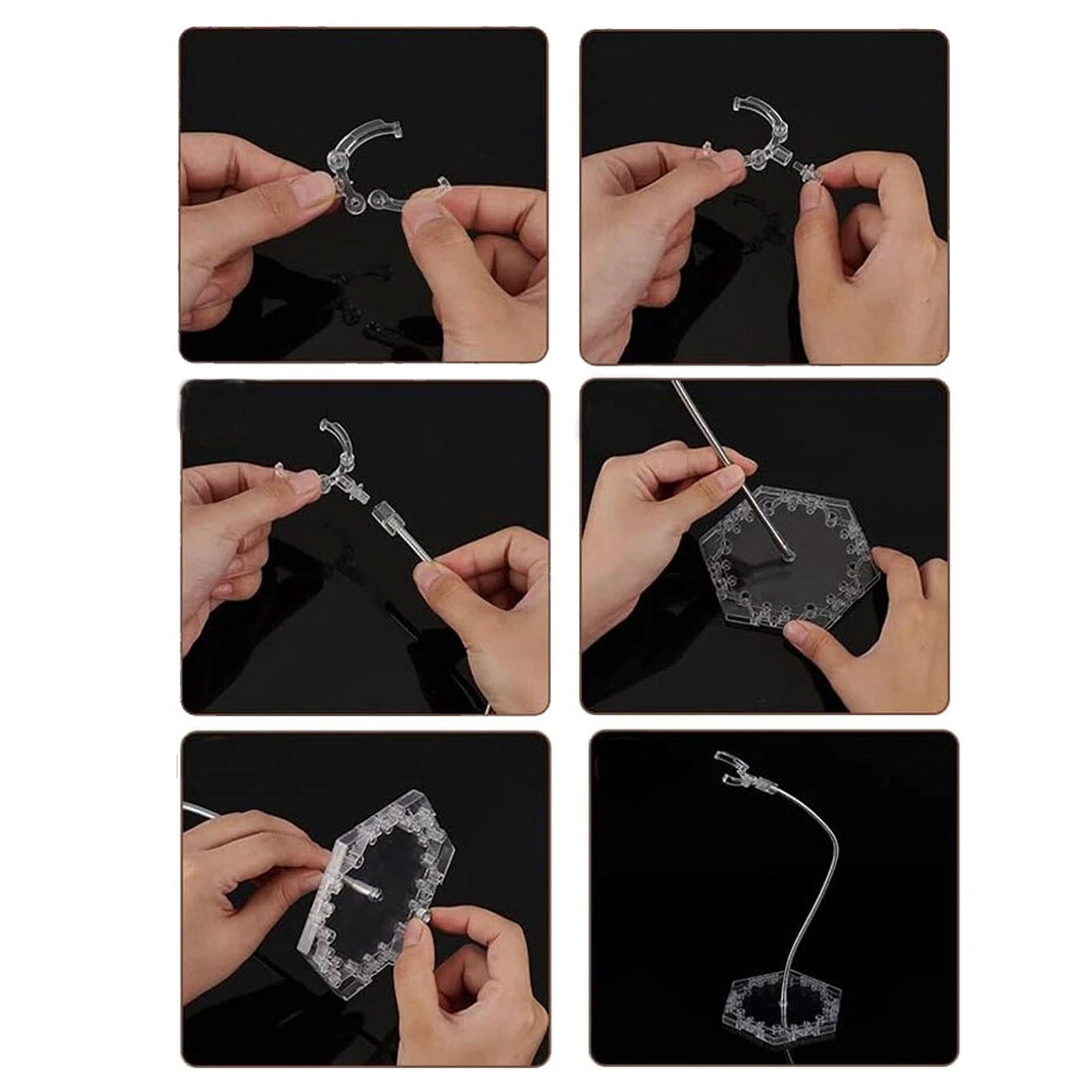 4PCS Clear Action Figure Stand Action Display Holder Metal Support Arm