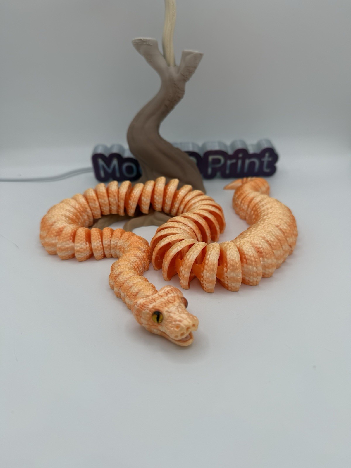 3D Printed Ball Python Snake 28”- Orange/white