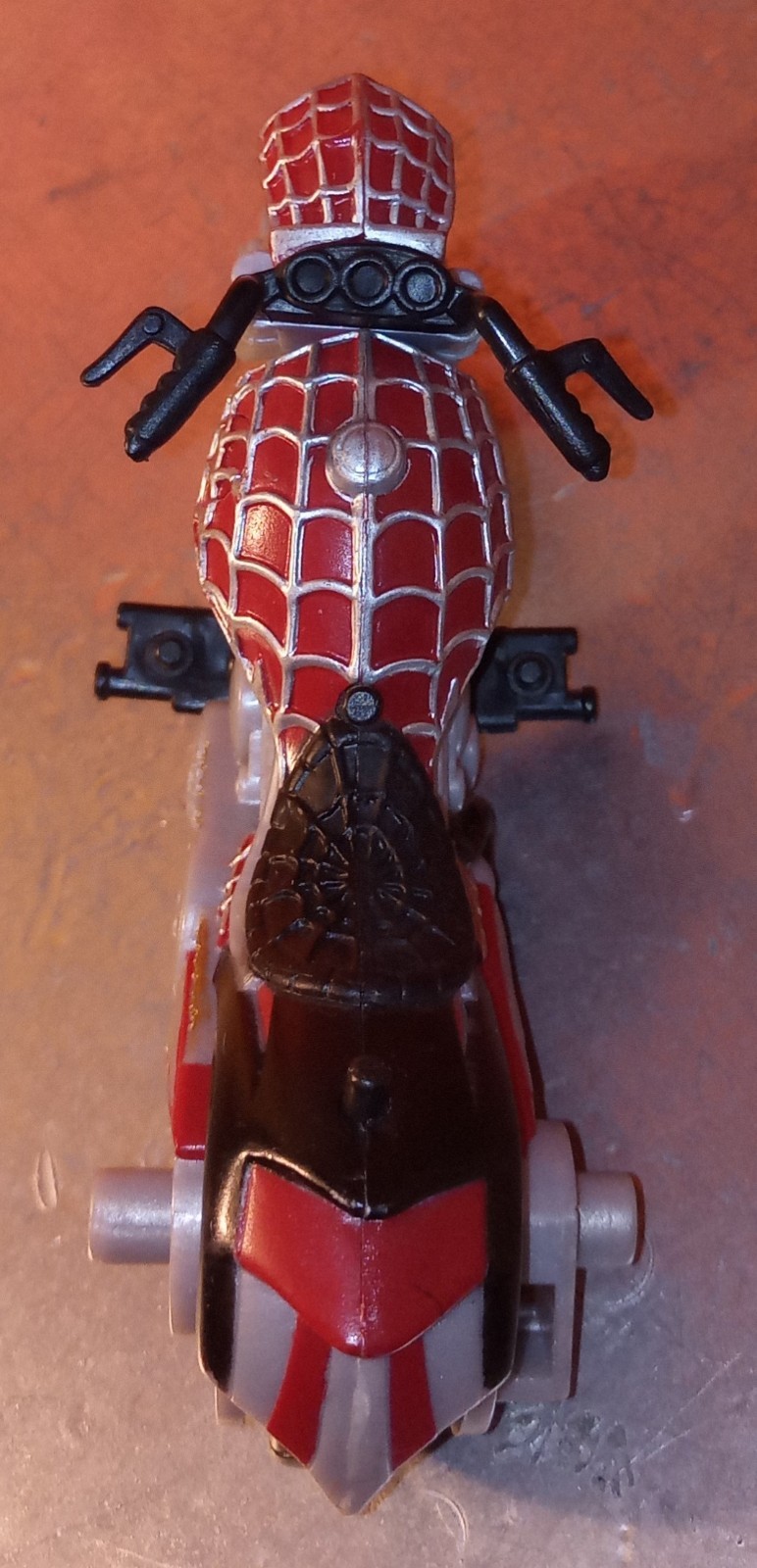 Spider-Man, motorcycle, vehicle, Red+Blue+Gray, 5 1/4″L by 2 1/4″h, fully fxns,