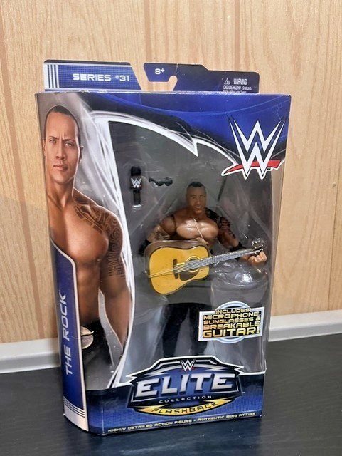 WWE MATTEL ELITE SERIES 31 THE ROCK 6″ WRESTLING FIGURE W/GUITAR DWAYNE JOHNSON