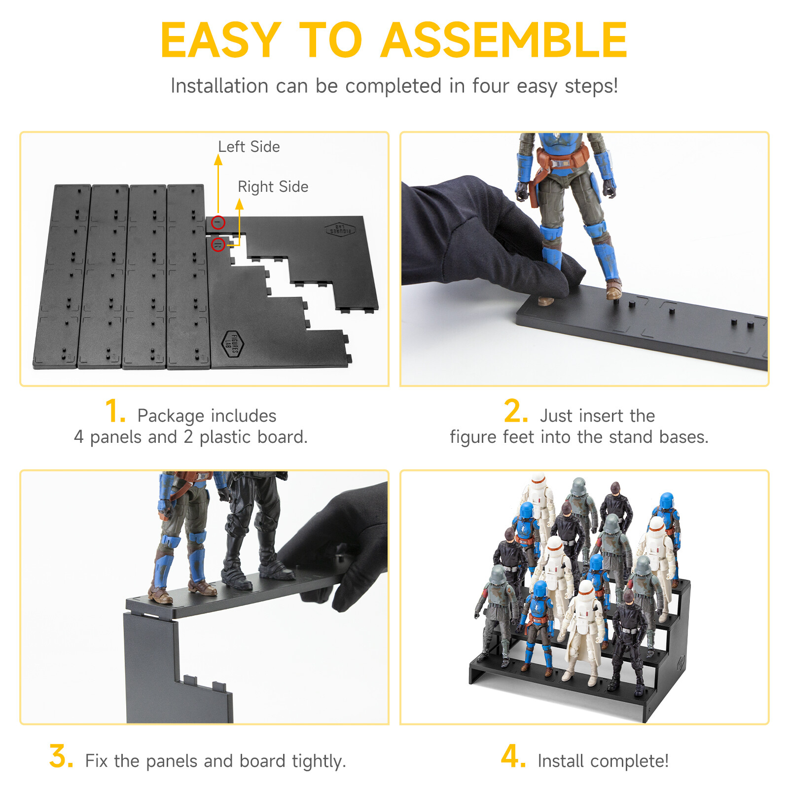 4 Tiers Risers Display Stand Shelf for 6inch Black Series Mavel Legends Figure