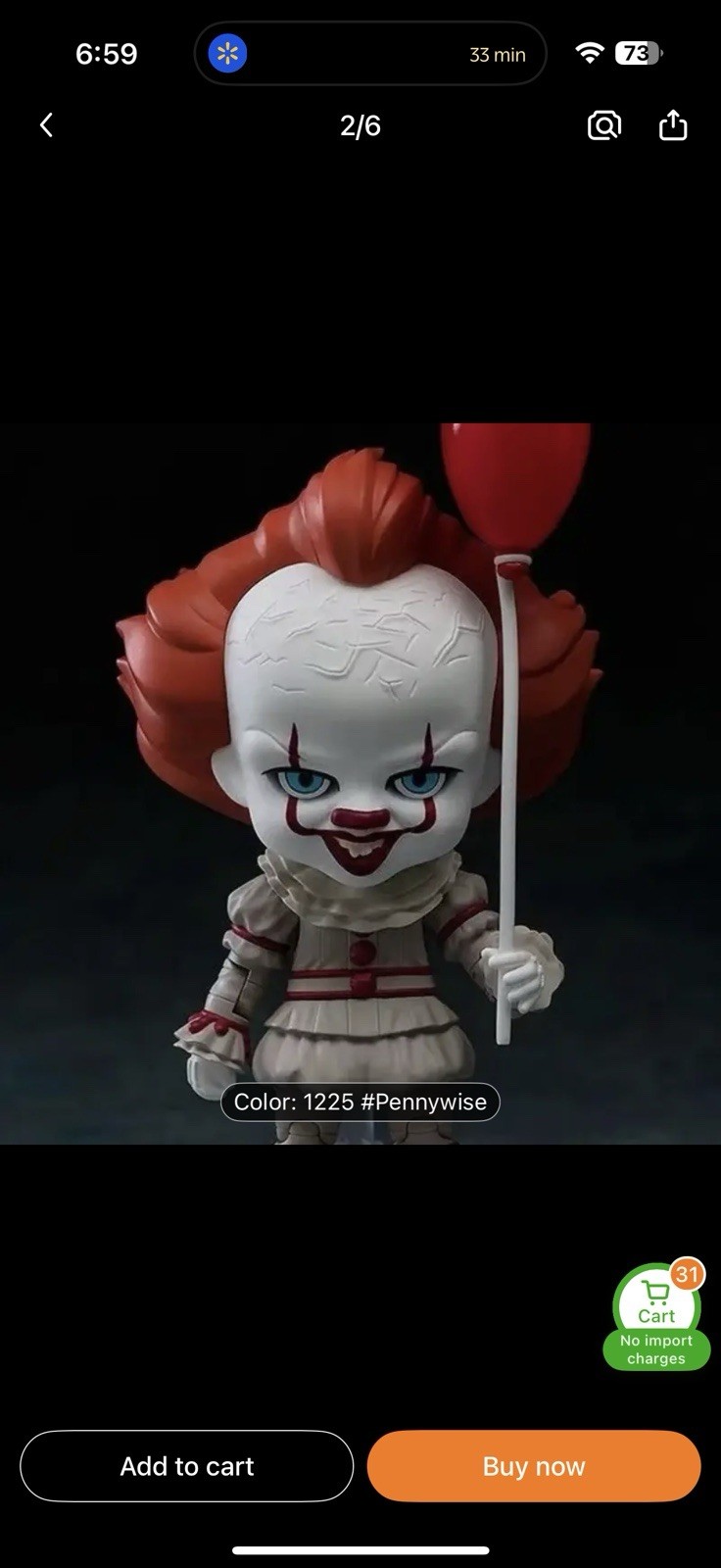 1225 Pennywise Action Figure Age With Balloon And Sewer, 4 Inches 15 And Up