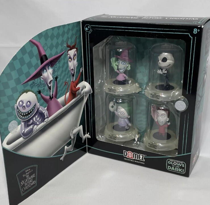 SET OF 4 NIGHTMARE BEFORE CHRISTMAS Glow In The Dark Figures.