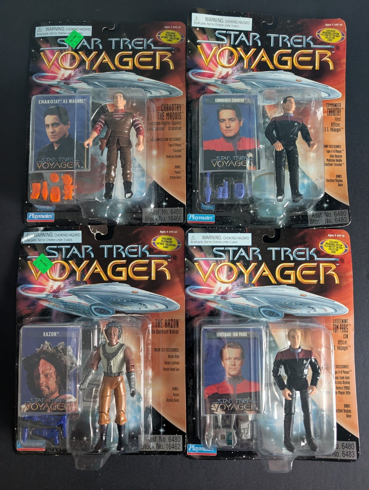 Vintage 1995 Playmates Star Trek Voyager Action Figures Lot of 4 Sealed MOC