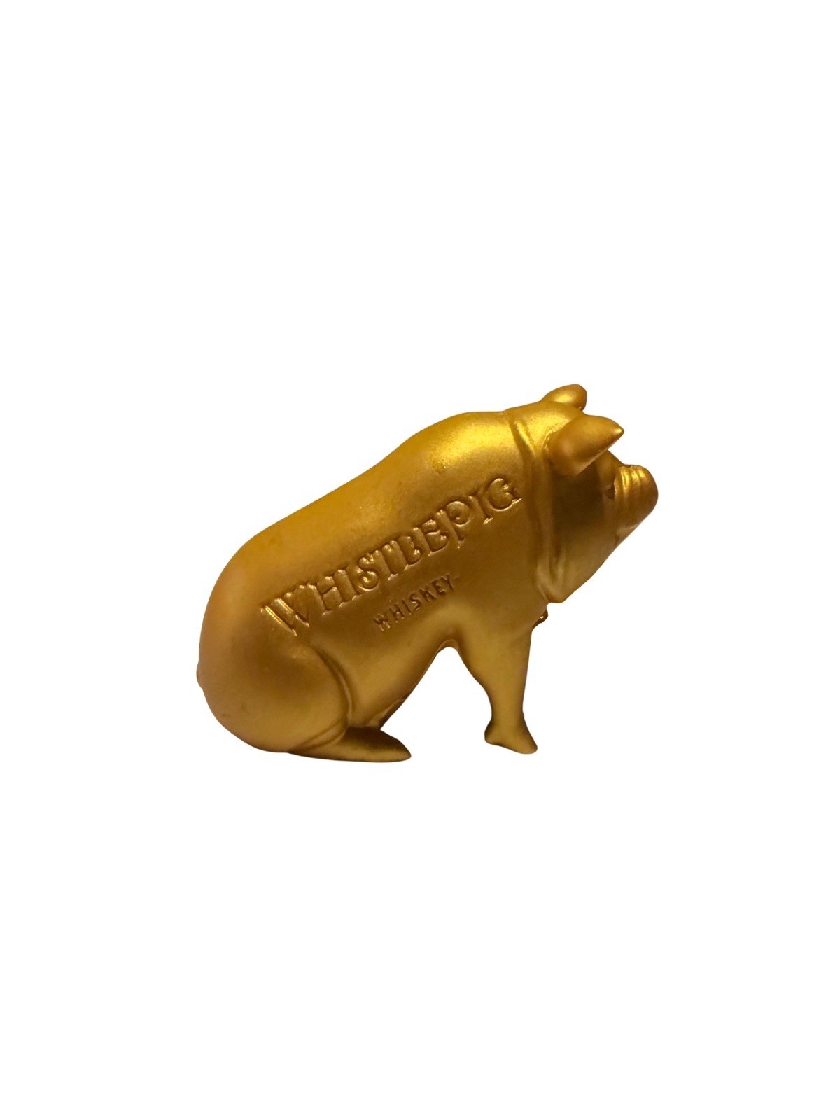 WhistlePig Whiskey Statue Pig Figure Figurine Gold Rubber Plastic Toy Advert 2″