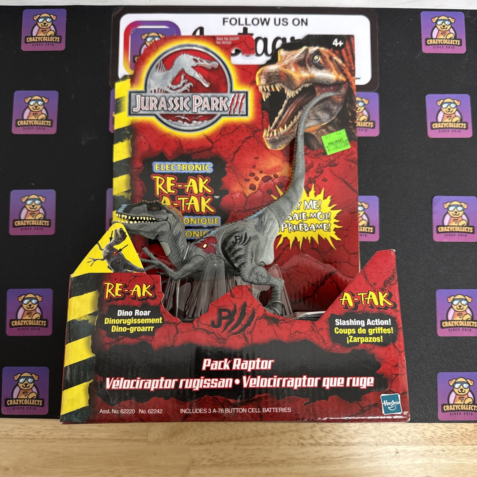 Jurassic Park III Electronic Re-Ak Attak Pack Raptor Vtg 2001 Action Figure NEW