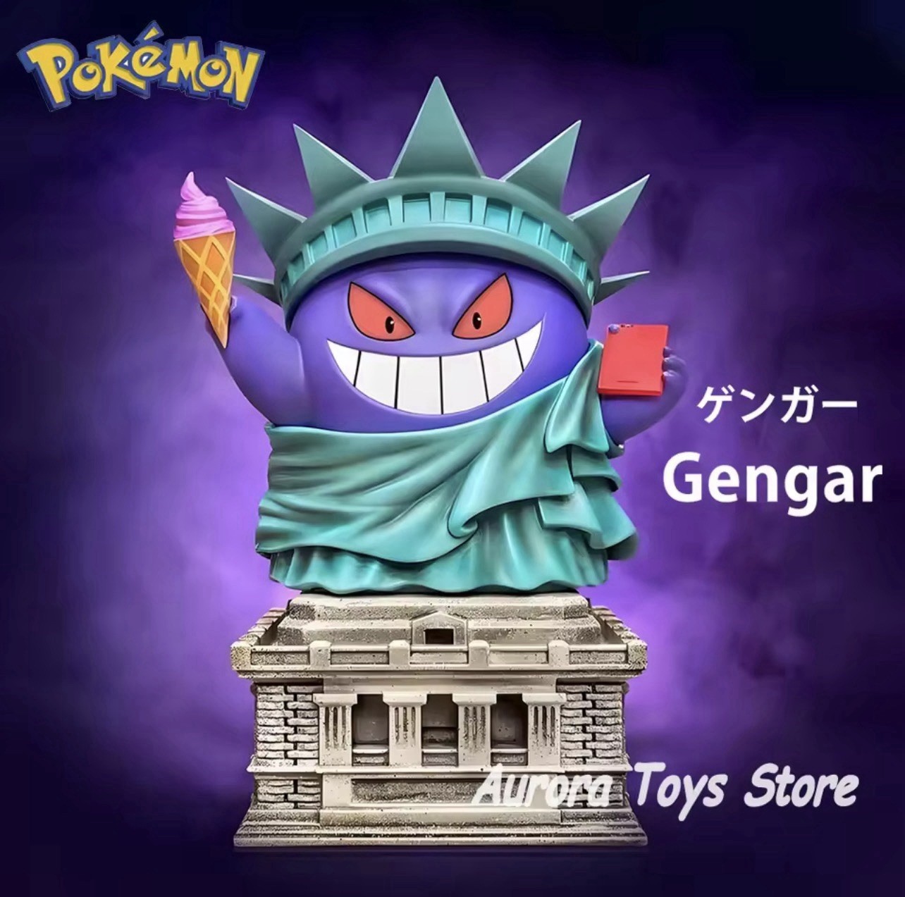 14cm/5.51in Anime Pokemon Figure Gengar Cosplay Lady Liberty Action Figures