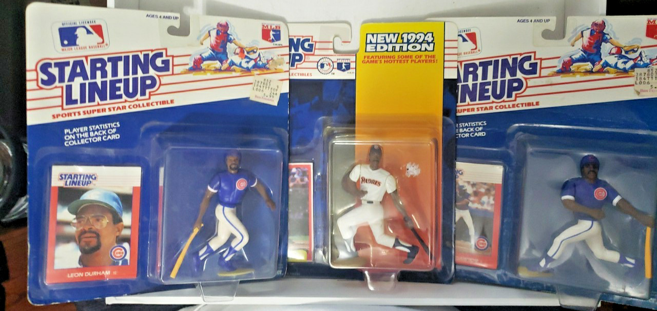 3 Diff. Starting Line Up In Package, Leon Durham, Andre Dawson, Derek Bell.