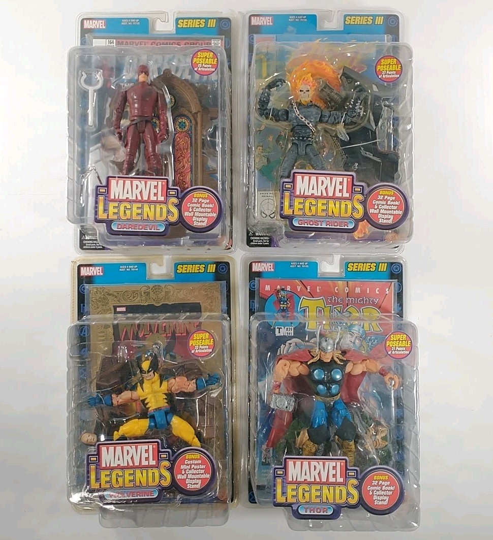 ToyBiz Marvel Legends Series III 3 Set Of 4 Ghost Rider Daredevil Wolverine Thor