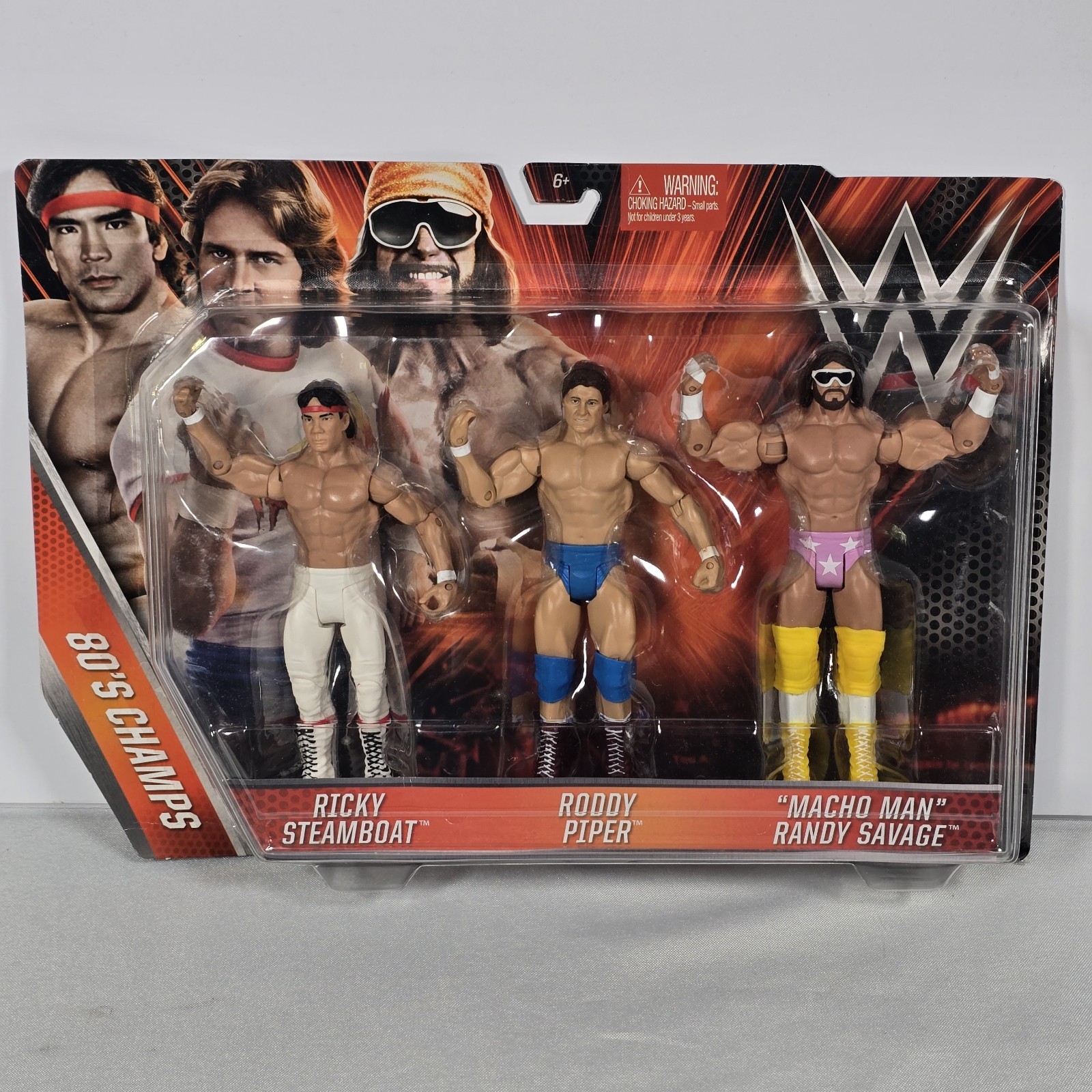 2015 WWE 80’s Champs Ricky Steamboat Roddy Piper Macho Man Savage New Box Wear**