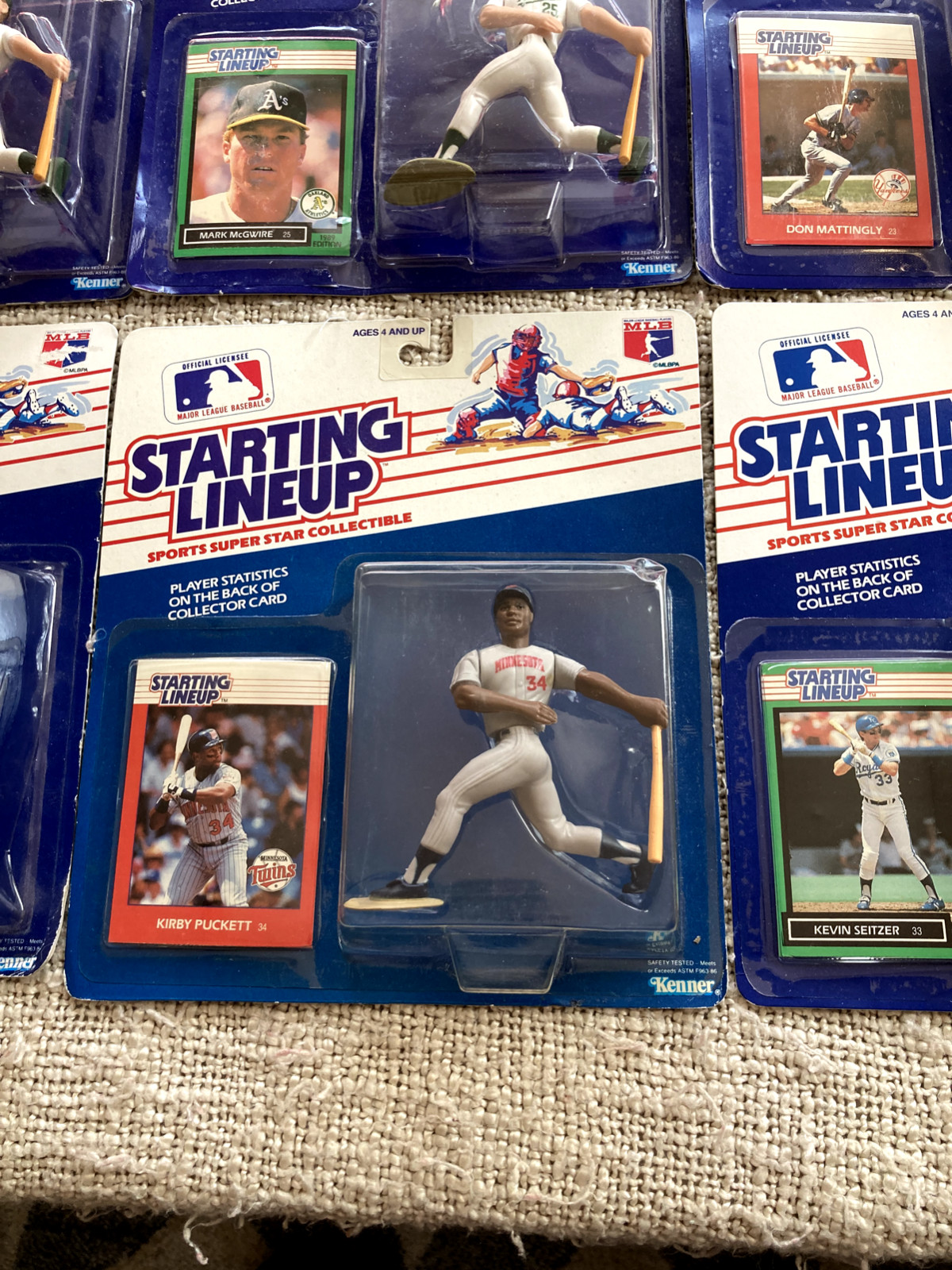 Lot of 8 Starting Lineup Figures 1988-1989 McGwire Seitzer Puckett Saberhagen