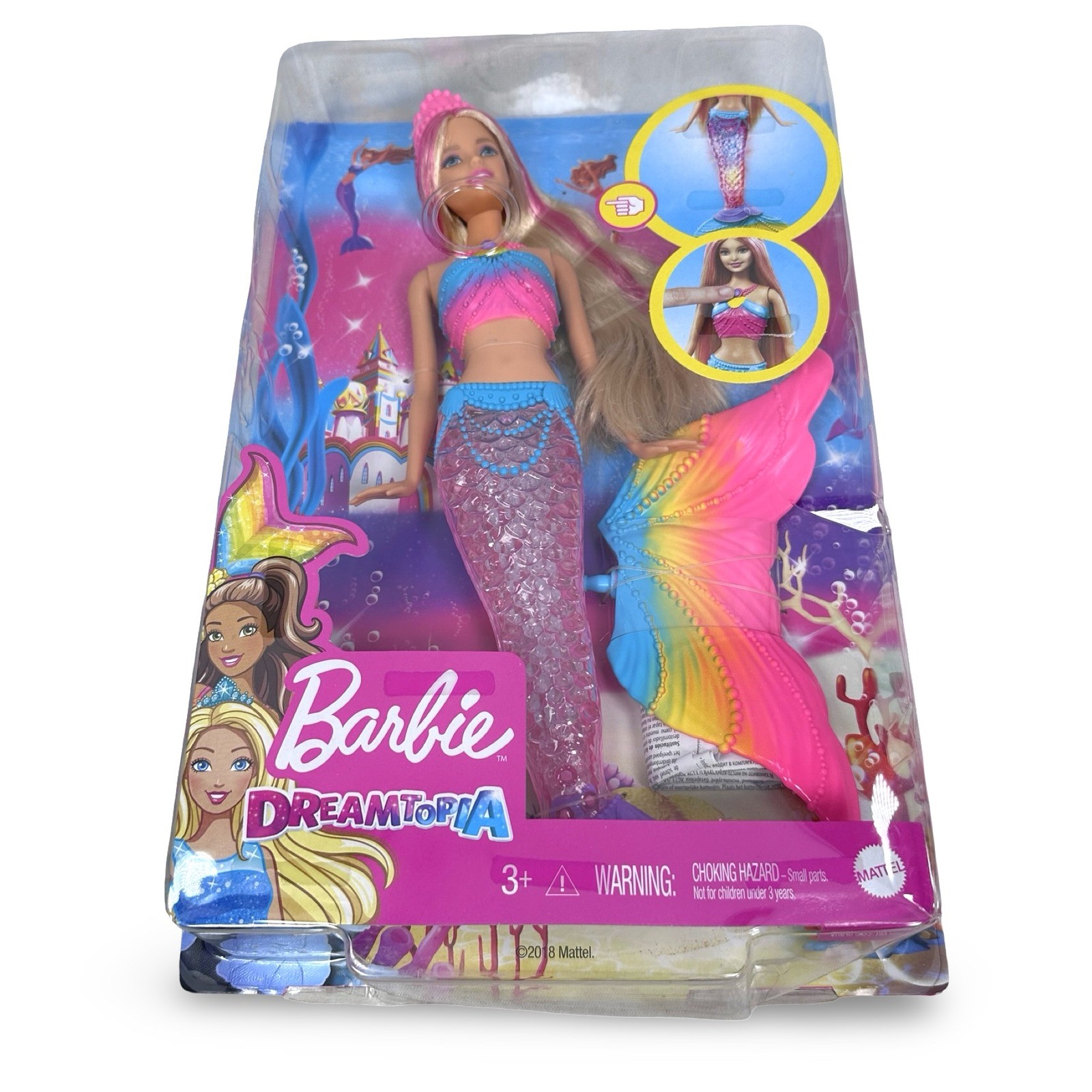 Barbie Dreamtopia Rainbow Lights Mermaid Doll DHC40 Pink Blue Yellow 2018 NEW