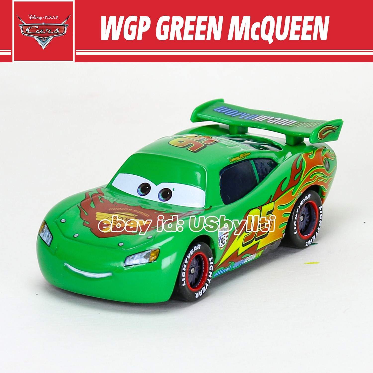 Disney Pixar Cars 2 Green Lightning McQueen WGP Racing Diecast 1:55 Metal Car