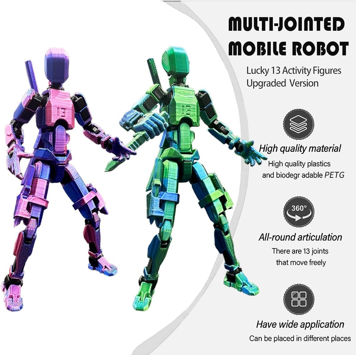 T13 Action Figure Set (Assembly Completed), 3D Printed Multi-Jointed, Titan 13A