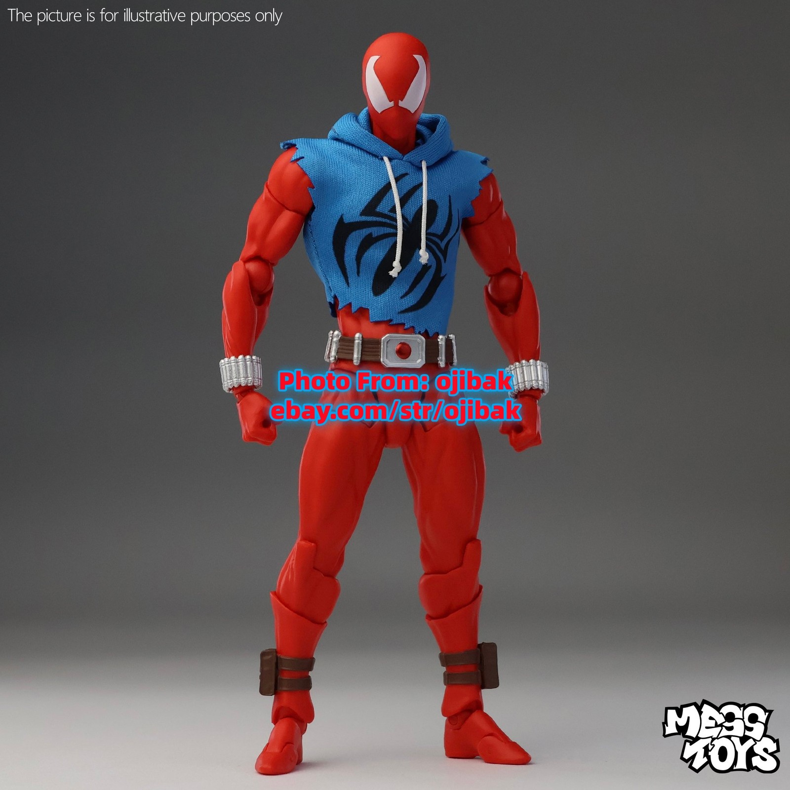 Mess Toys Spider-Man Scarlet Hero Blue Cloth Battle Suit Action Figure US STOCK