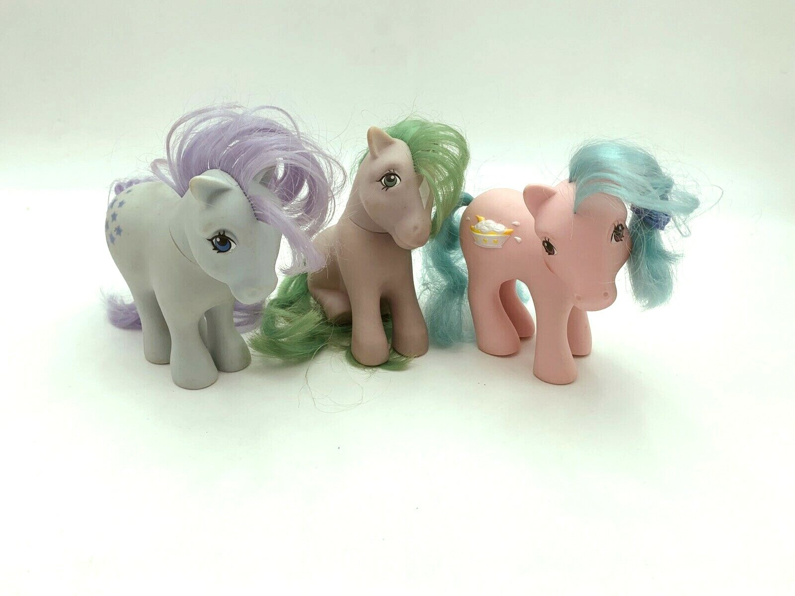 My Little Pony G1 Lot of 3: Seashell Bluebelle Banana Split MLP + Hair Clip