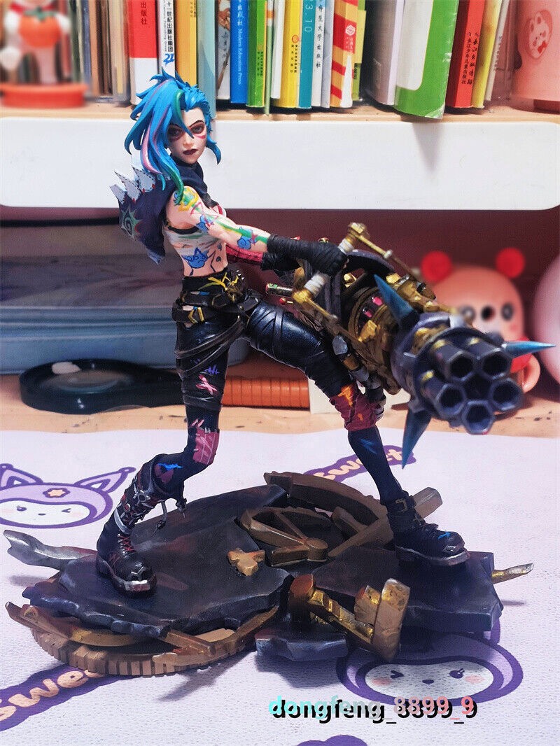 LOL League of Legends Jinx Arcane Fishbones Painted Statue Figure Model Collect