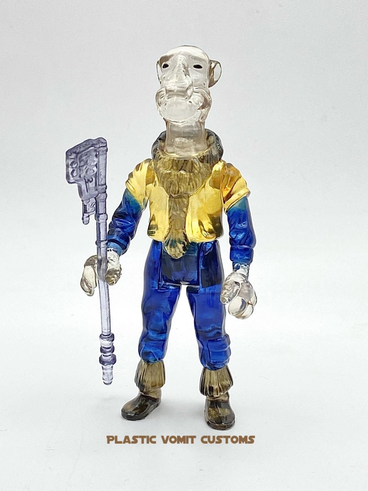 Vintage Kenner Style Custom Star Wars Clear Yak Face DESCRIPTION