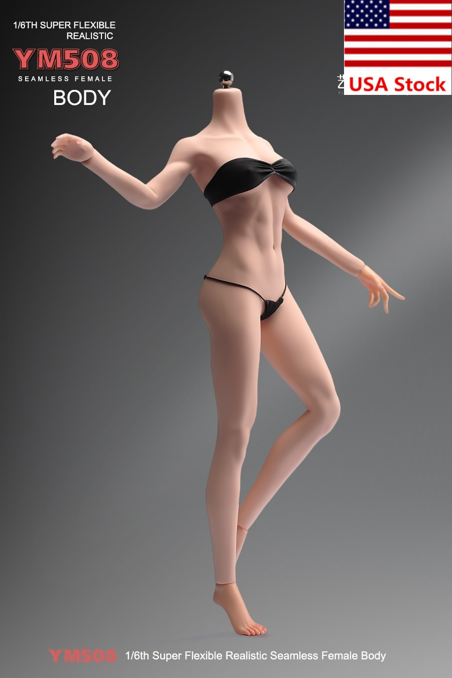 YM508 1/6 Female Pale Mid Breast Super Flexible Body&Details For 12”Figure