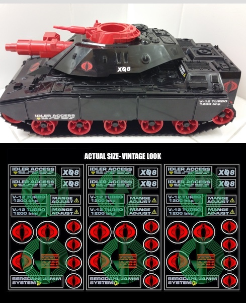 GI JOE COBRA DECALS FOR 1985 SEARS COBRA C.A.T. CRIMSON ATTACK TANK