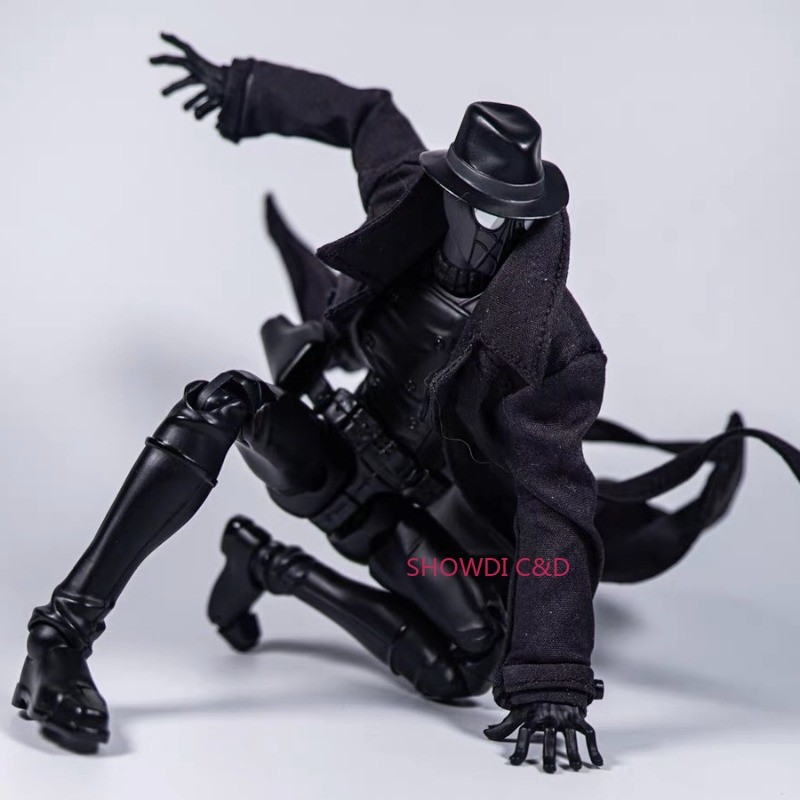 1/12 Spider-Man Noir Black Wired Trench Coat For 6″ ML Action Figure Body New