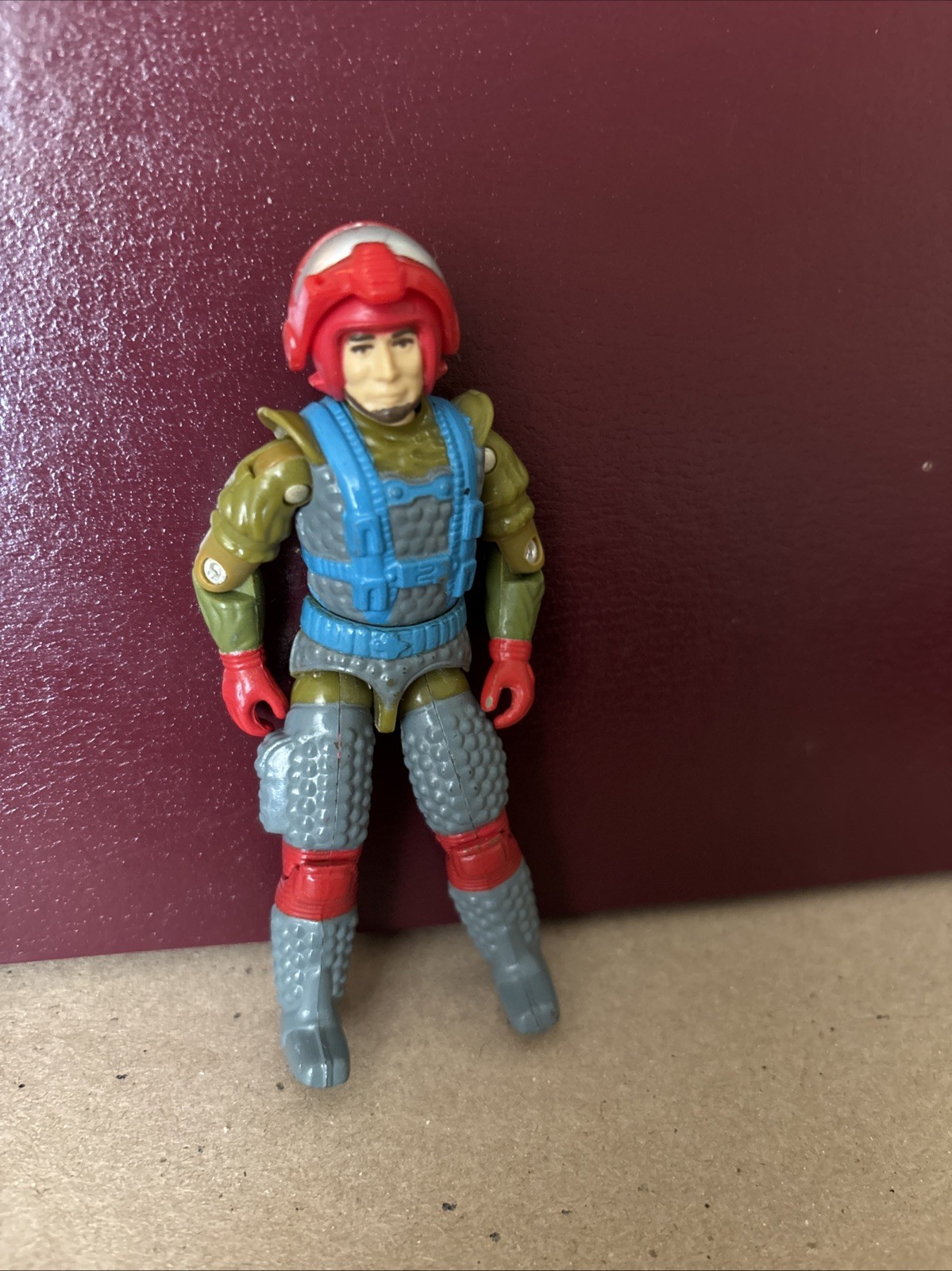 Red, Blue, Olive Green & Gray Action Figure Military Theme Removable Helmet