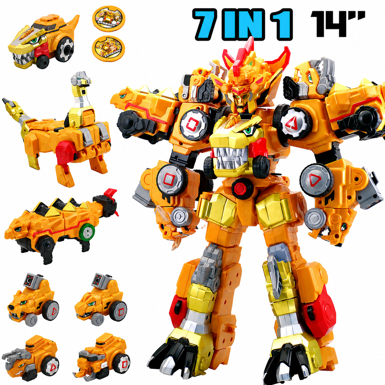Dino Core Golden Ultimate D-Buster Tyranno Figure 7 in 1 Dinosaur Robot No Box