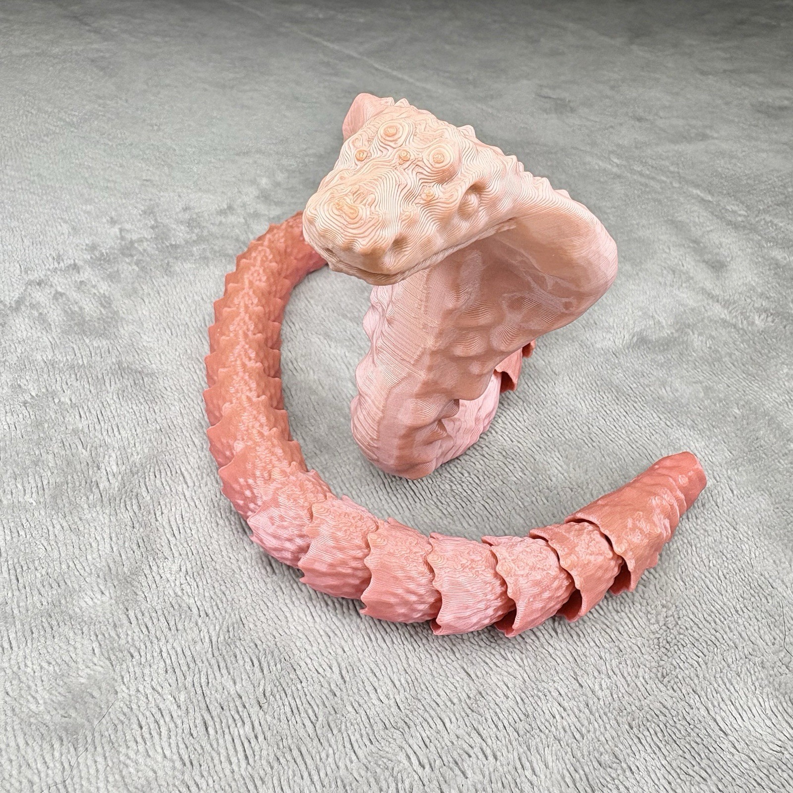 3D Printed Python Snake Pink 15” Kids Fun Toy