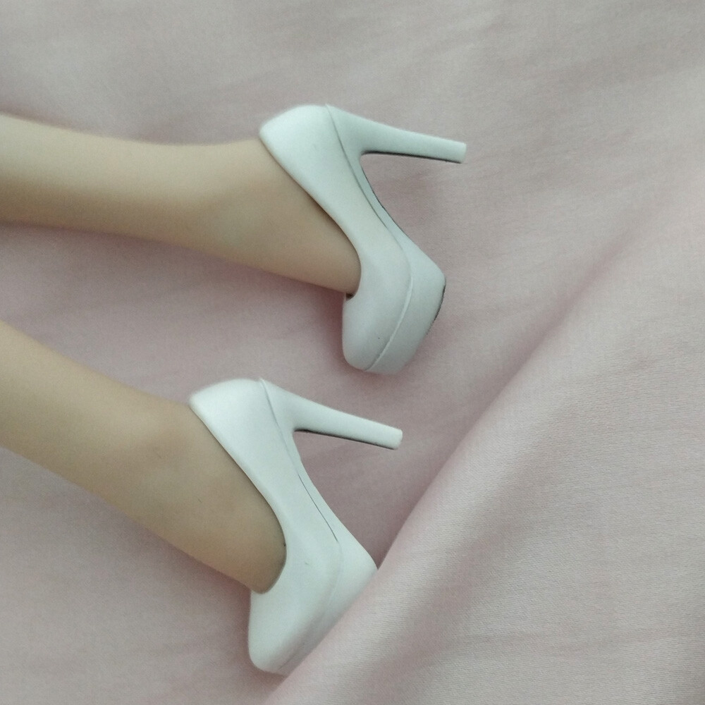 1/6 Female White High-heeled Shoes Model Fit 12” Action Figure Model Doll Body