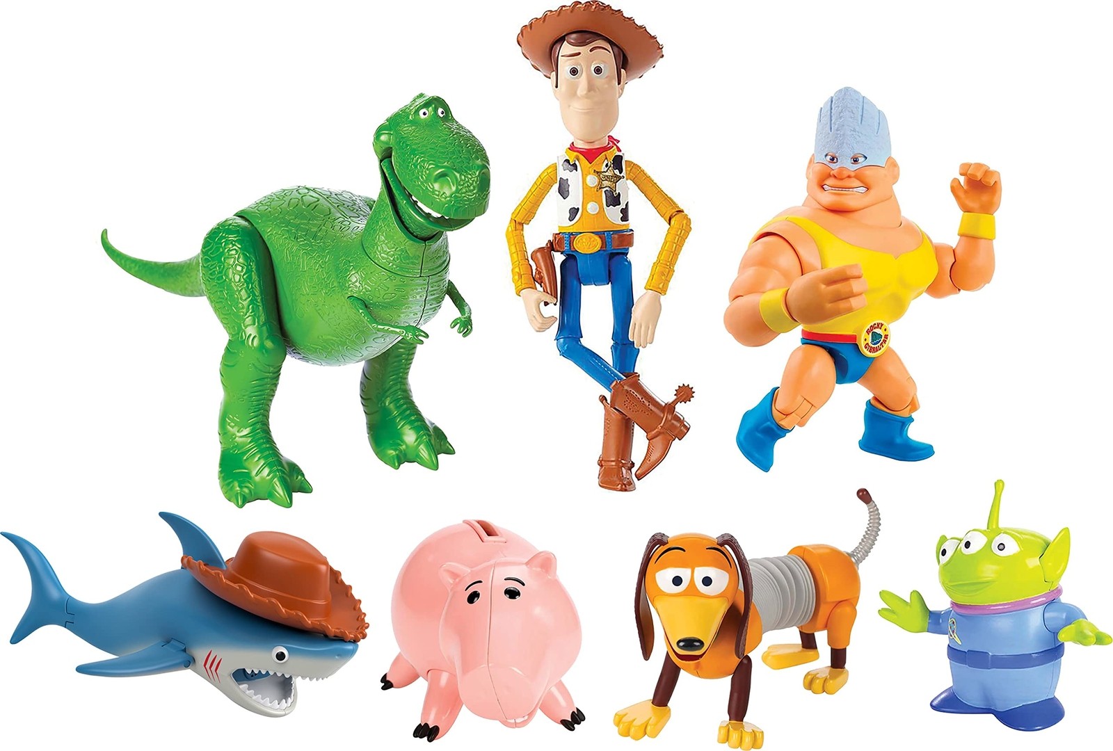 Toy Story 7 Inch Multicolor Figure Set Woody Rex Hamm Alien Shark Gift
