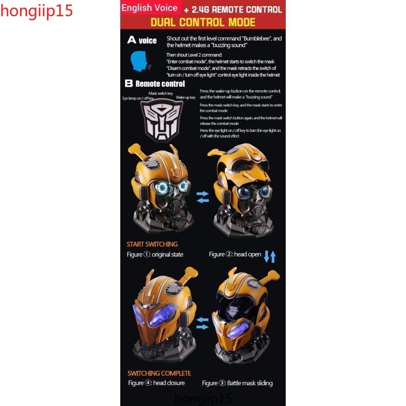 US! Bumblebee Helmet 1:1 – English Voice Control Christmas Gift Cosplay Prop