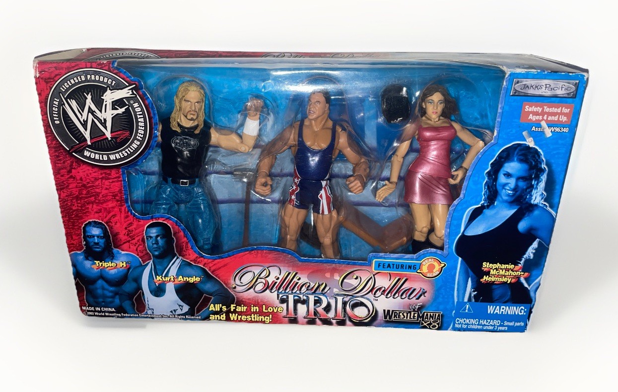 2002 WWF Jakks Billion Dollar Trio Triple H Kurt Angle Stephanie McMahon 001