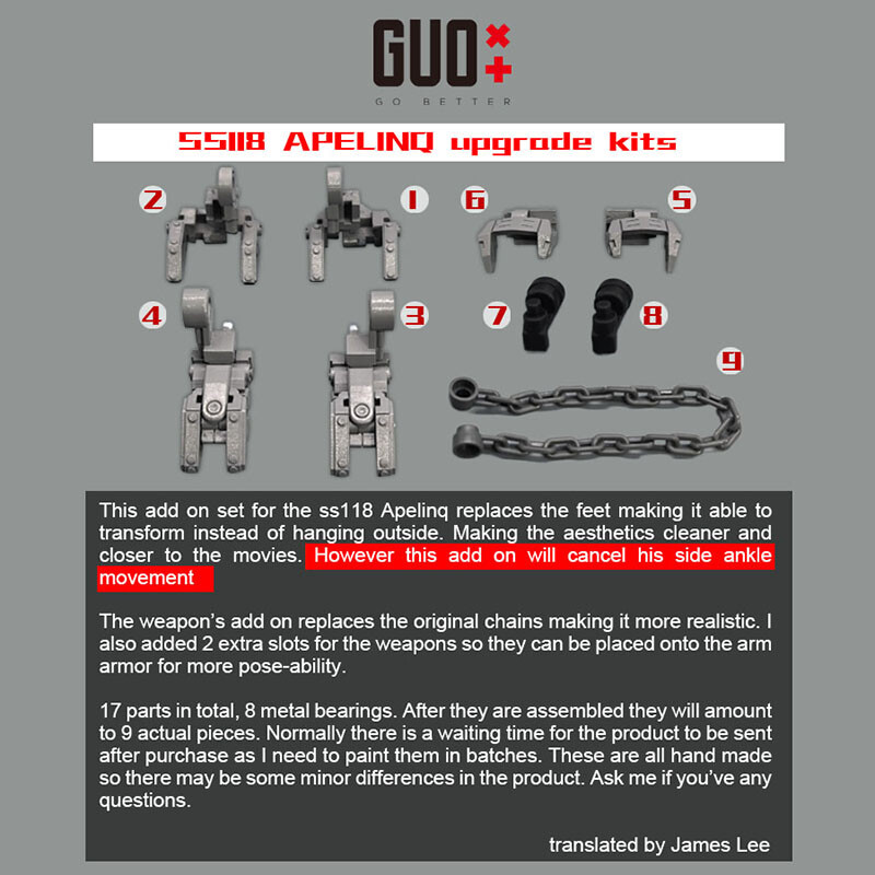 Filling Parts Filler Upgrade Kit For Studio Series SS118 APELINQ GO BETTER