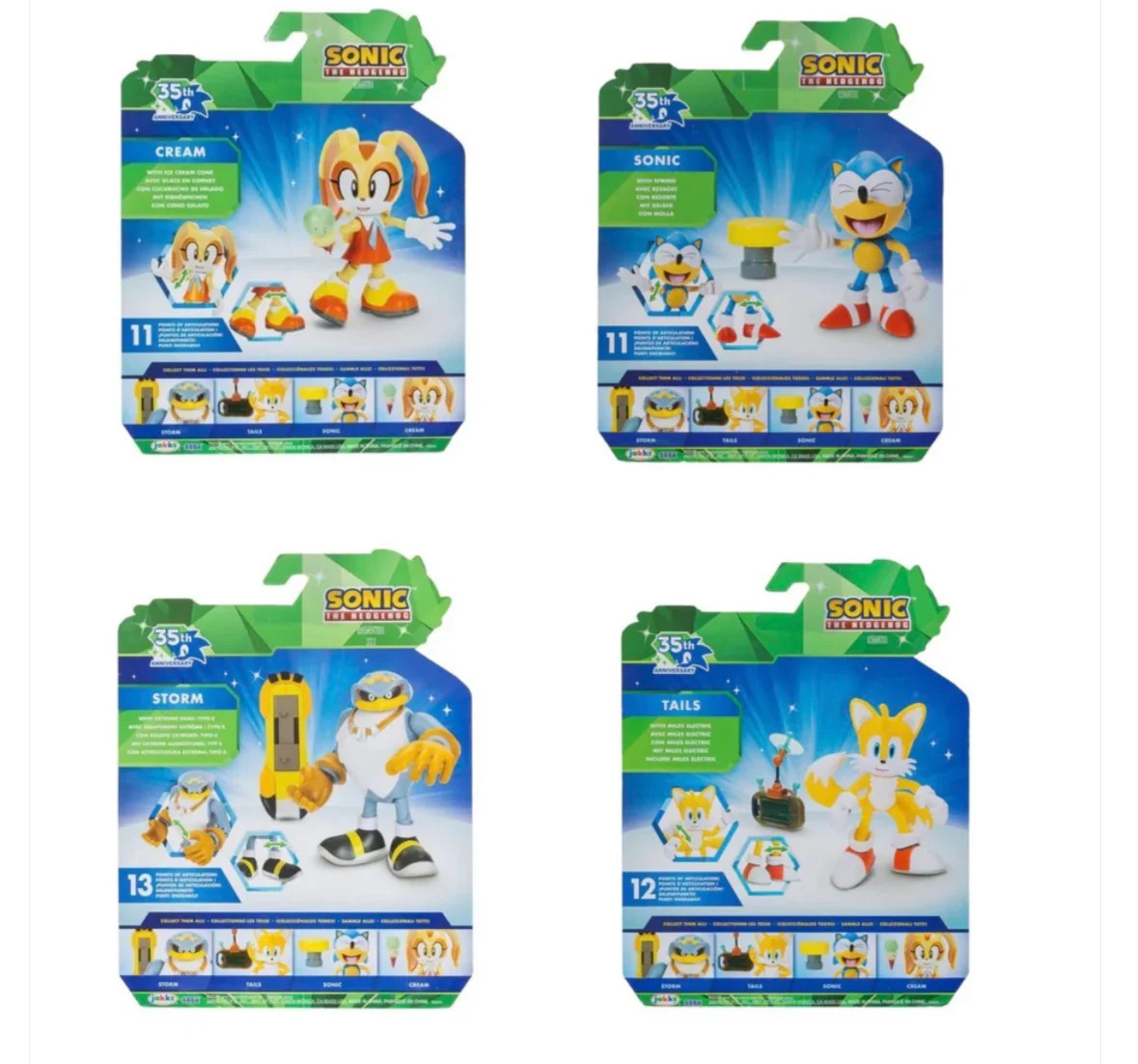 Sonic 35th Ann 4″ Figures Jakk’s Wave 25 Set of 4 (Cream, Sonic, Storm & Tails)