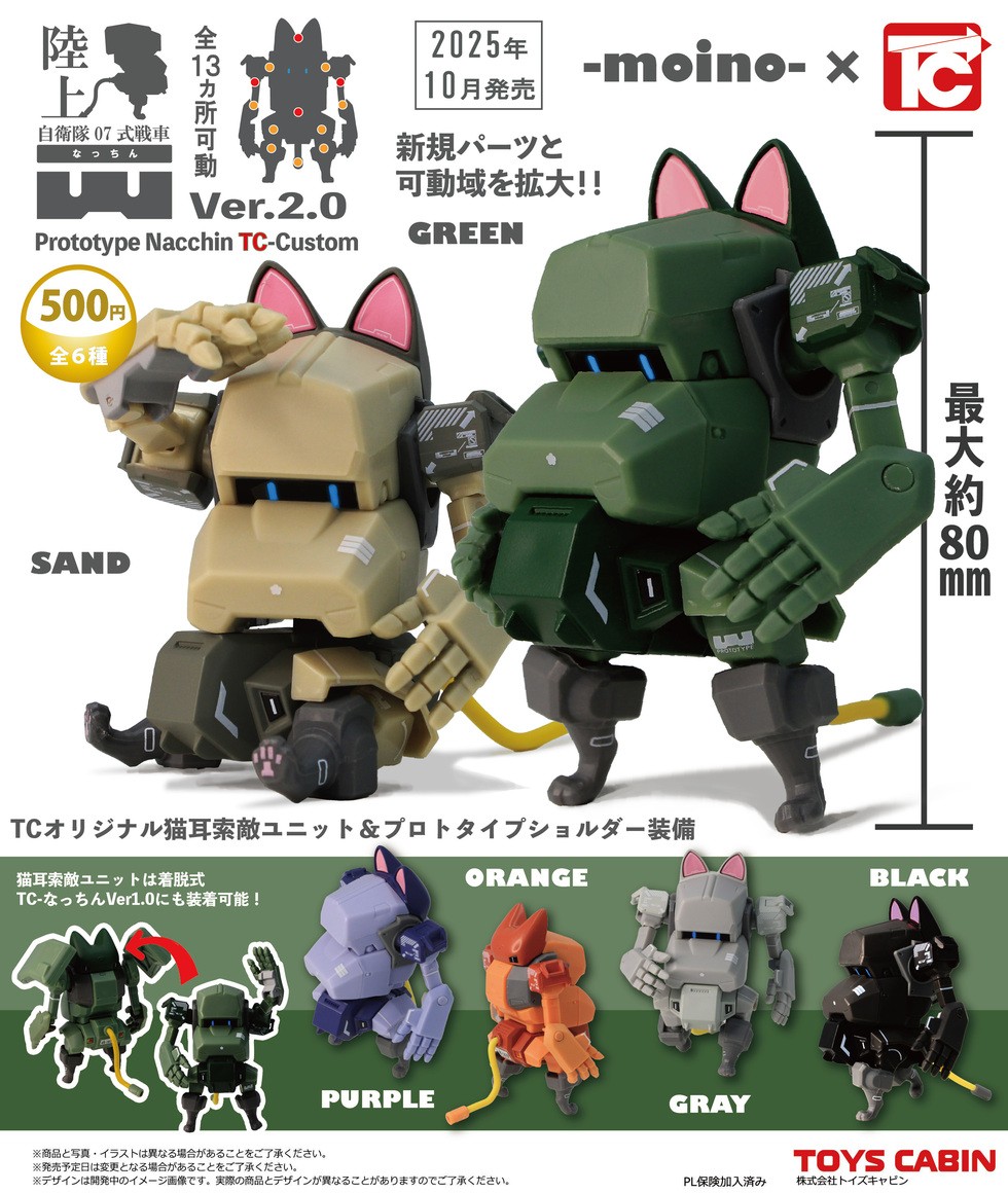 Toys Cabin TC Gacha Self Defense Force Nacchin Cat Mecha 2.0 Figure – 1 Random