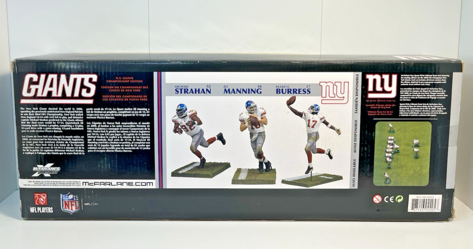 McFarlane NFL 3 Pack NY Giants Super Bowl XLII Championship Manning Sealed 2008