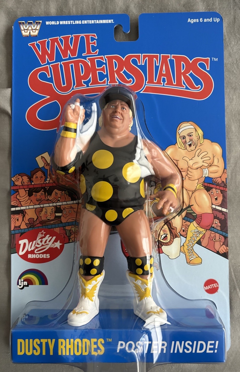 WWE LJN Dusty Rhodes Figure In Hand On Card