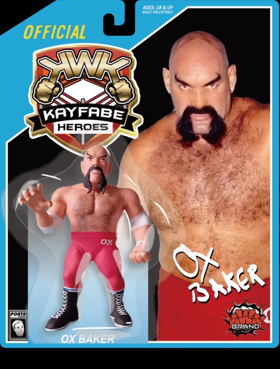 In Stock KWK Kayfabe Heroes Blue Card Ox Baker – Retro Hasbro WWF WWE