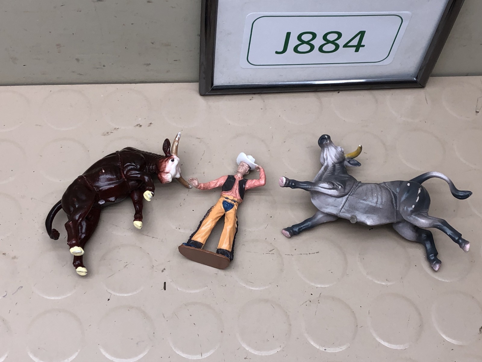 Western Rodeo Cowboy Bull Rider & 2 Bulls Toy Figure Set