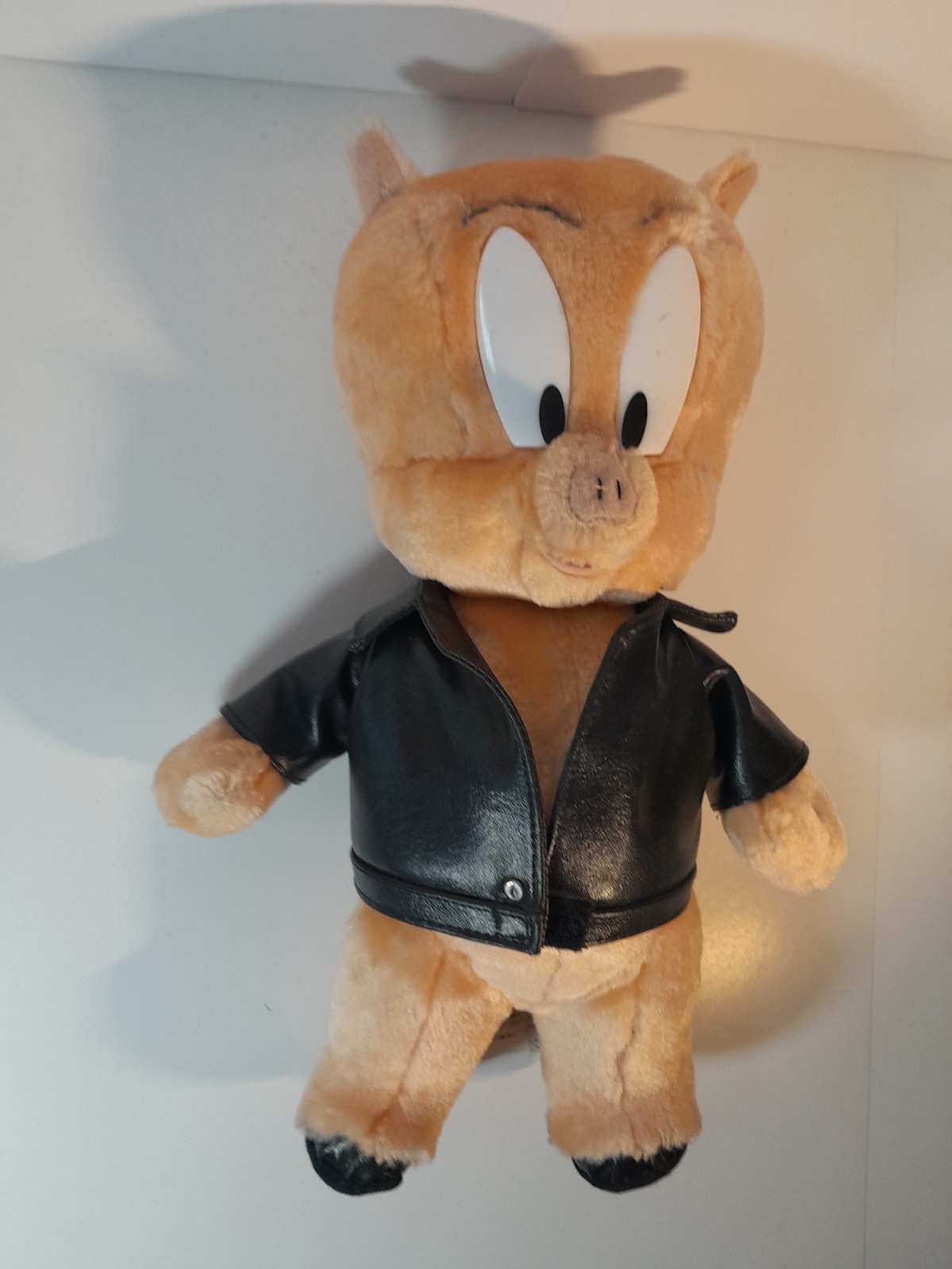 Vintage Looney Tunes Porky Pig Plush Biker Jacket ACE 1997 Warner Bros Used Pics