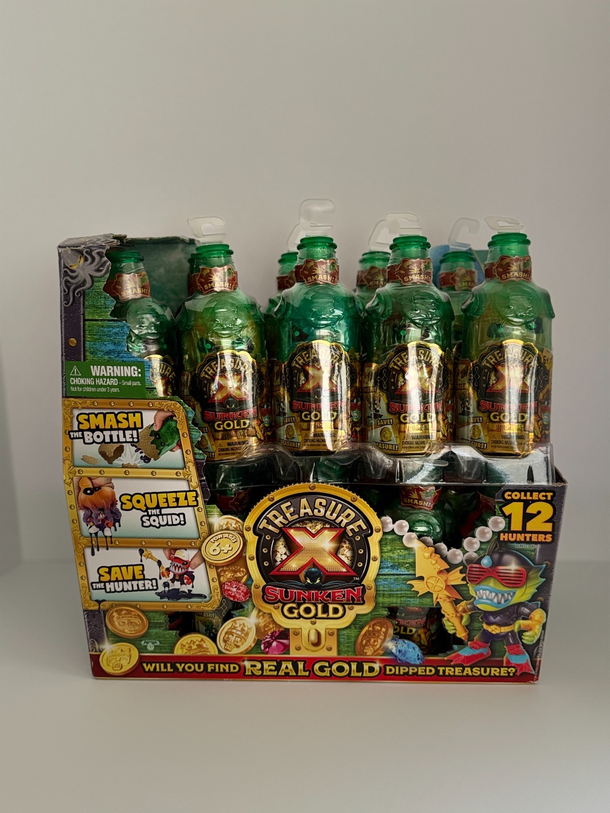 Treasure X Sunken Gold Bottle Smash LOT of 18 NEW Sealed + Retail Display Case